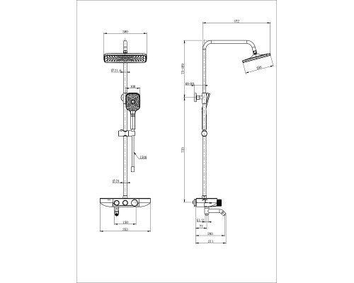 Душевая система Wonzon & Woghand WW-B3099-A-CR с термостатом цвет Хром