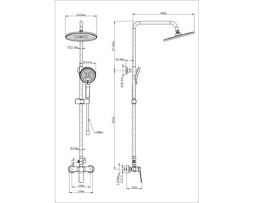 Душевая система Wonzon & Woghand WW-B3200-MB цвет Черный матовый