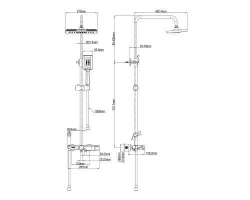 Душевая система Wonzon & Woghand WW-B3310-MB с термостатом цвет Черный матовый