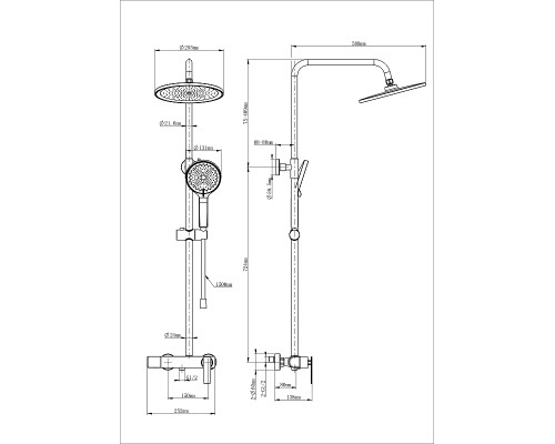 Душевая система Wonzon & Woghand WW-B3517-MB цвет Черный матовый