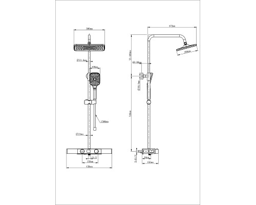 Душевая система Wonzon & Woghand WW-B3552-BG с термостатом цвет Брашированное золото