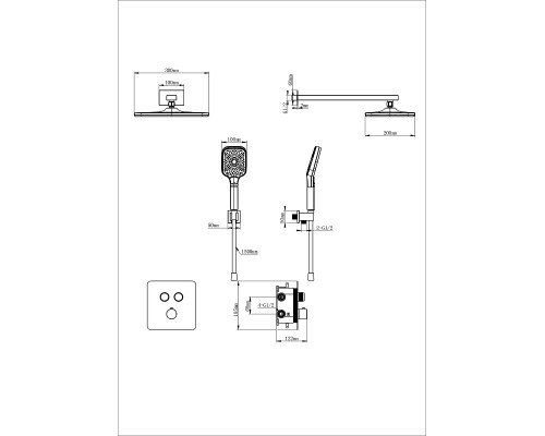Душевая система Wonzon & Woghand WW-B4003-BGG с термостатом цвет Темный графит