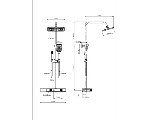 Душевая система Wonzon & Woghand WW-B4161-MB с термостатом цвет Черный матовый