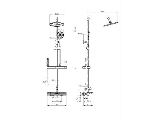 Душевая система Wonzon & Woghand WW-C3017-A1-CR с термостатом цвет Хром
