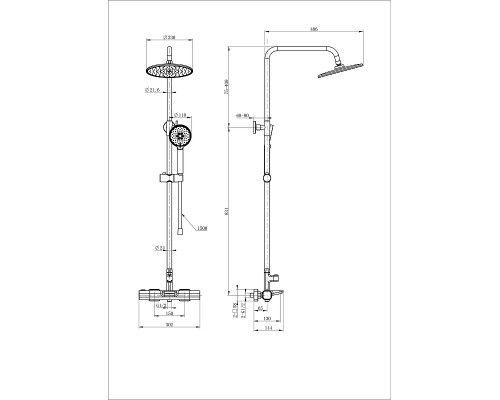 Душевая система Wonzon & Woghand WW-C3017-A-MB с термостатом цвет Черный матовый