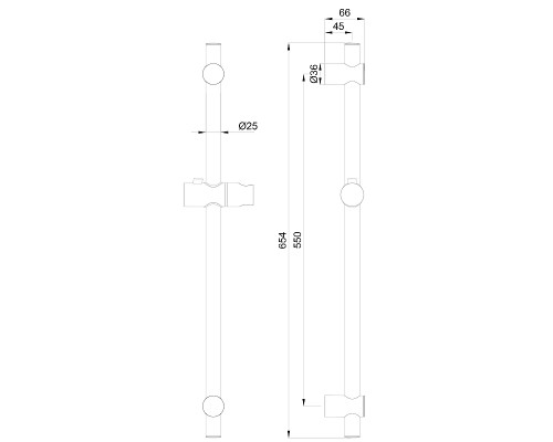 Штанга для душа Wonzon & Woghand 66 WW-SL04-CR цвет Хром