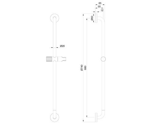 Штанга для душа Wonzon & Woghand 74 WW-SL05-MW цвет Белый матовый
