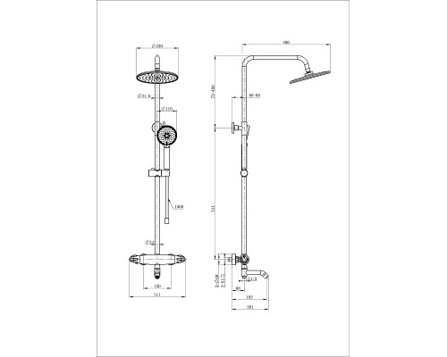 Душевая система Wonzon & Woghand Capsule WW-B3031-A1-MB с термостатом цвет Черный матовый