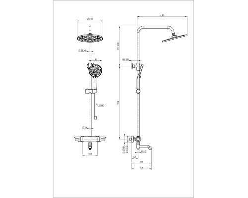 Душевая система Wonzon & Woghand Capsule WW-B3031-A2-CR с термостатом цвет Хром