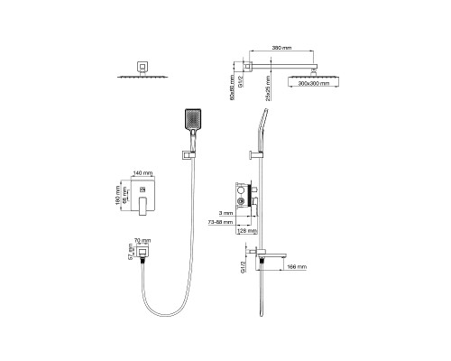 Душевая система Wonzon & Woghand Cube 2.0 WW-88087068-CR цвет Хром
