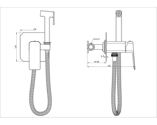 Гигиенический душ со смесителем Wonzon & Woghand Diamond WW-88829011-BGM цвет Темный графит