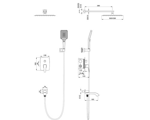 Душевая система Wonzon & Woghand Flex WW-88939072-BGM цвет Темный графит