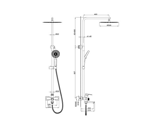 Душевая система Wonzon & Woghand Frame WW-88739010-BGM цвет Темный графит