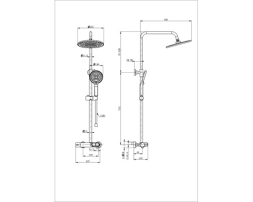 Душевая система Wonzon & Woghand Muse WW-B2091-A-BG с термостатом цвет Брашированное золото