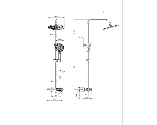 Душевая система Wonzon & Woghand Muse WW-B2091-A-BGG с термостатом цвет Темный графит