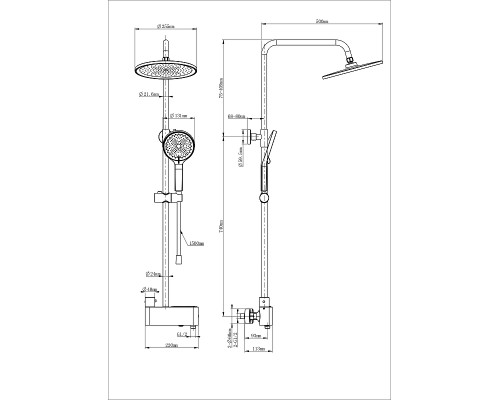 Душевая система Wonzon & Woghand Muse WW-B3110-BG с термостатом цвет Брашированное золото
