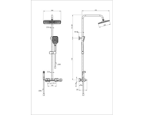 Душевая система Wonzon & Woghand Muse WW-B4132-A-BGG с термостатом цвет Темный графит