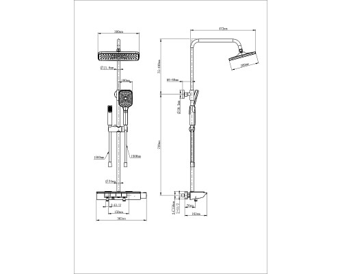 Душевая система Wonzon & Woghand Muse WW-B4174-BGG с термостатом цвет Темный графит