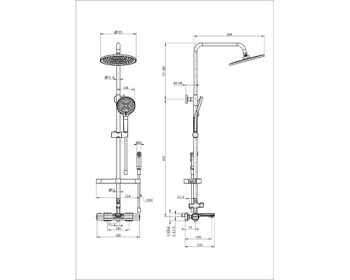 Душевая система Wonzon & Woghand Solid WW-C3011-A1-BGG с термостатом цвет Темный графит