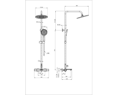 Душевая система Wonzon & Woghand Solid WW-C3011-A-MB с термостатом цвет Черный матовый