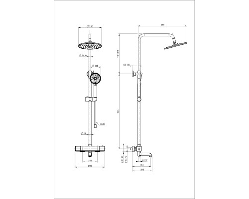 Душевая система Wonzon & Woghand Stay WW-A3007-T1-BGG с термостатом цвет Темный графит