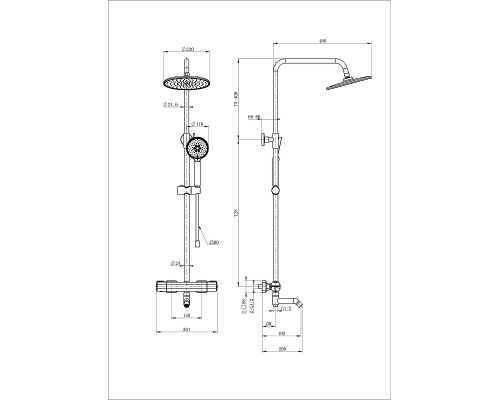 Душевая система Wonzon & Woghand Stay WW-B3051-A1-BGG с термостатом цвет Темный графит
