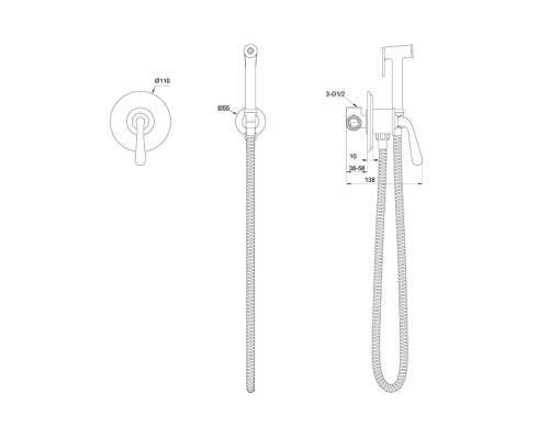 Гигиенический душ со смесителем Wonzon & Woghand Steam WW-88849008-MB цвет Черный матовый