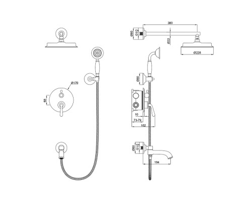 Душевая система Wonzon & Woghand Steam WW-88939008-MB цвет Черный матовый