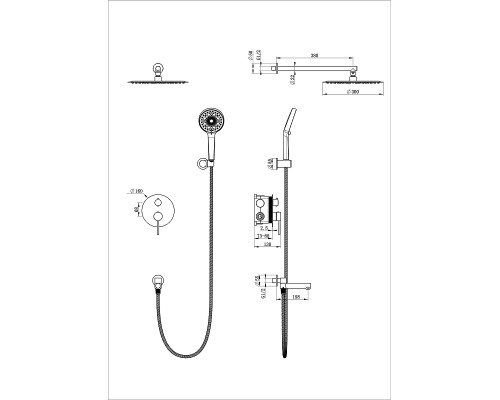 Душевая система Wonzon & Woghand Stick WW-88939017-BGM цвет Темный графит