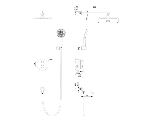 Душевая система Wonzon & Woghand Stick WW-88939017-BN цвет Брашированный никель