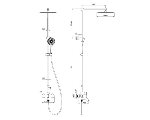 Душевая система Wonzon & Woghand Tor WW-88047073-MB цвет Черный матовый