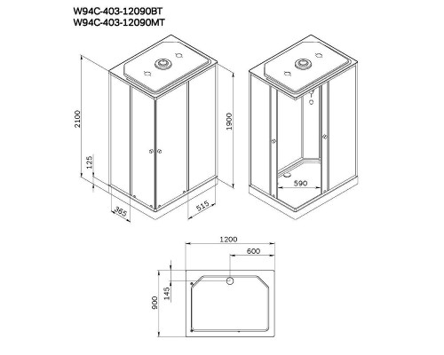 Душевая кабина AM.PM X-Joy 120х90 W94C-403-12090BT без гидромассажа