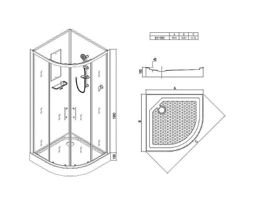 Душевая кабина Esbano ES-80C 80x80 ESKB80C без гидромассажа