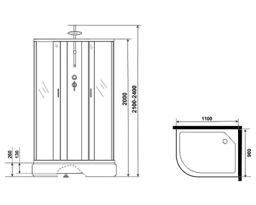 Душевая кабина Niagara Classic 110х90 R NG-33194-14RBKTG с гидромассажем
