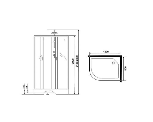 Душевая кабина Niagara Classic 120х80 R NG-3512-14RBKT без гидромассажа
