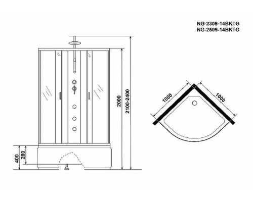 Душевая кабина Niagara Classic 100x100 NG-2309-14BKTG с гидромассажем