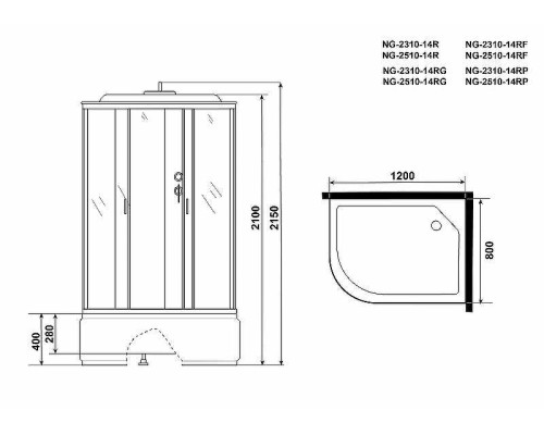 Душевая кабина Niagara Classic 120x80 R NG-2310-14RP без гидромассажа