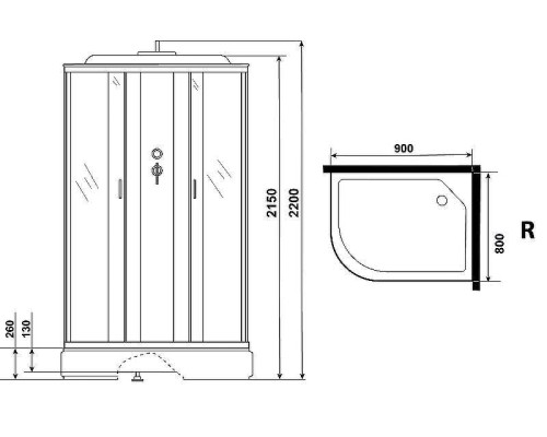 Душевая кабина Niagara Classic 90х80 R NG-33984-14RF с гидромассажем