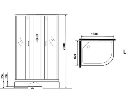 Душевая кабина Niagara Classic 100х80 L NG-33084-14LBKG с гидромассажем