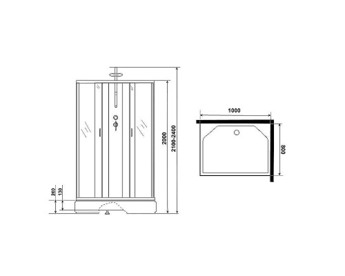Душевая кабина Niagara Classic 100х80 NG-33084-14QBKT без гидромассажа