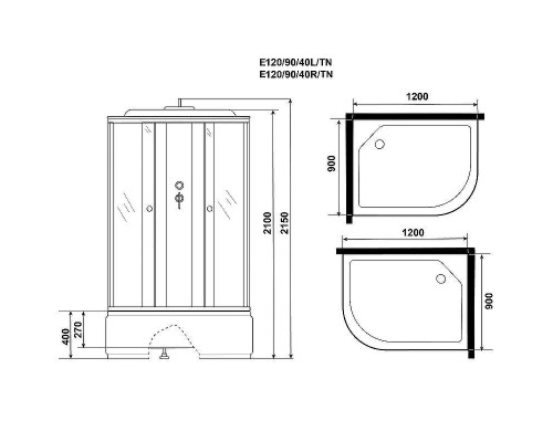 Душевая кабина Niagara Eco 120x90 R E120/90/40R/TN без гидромассажа