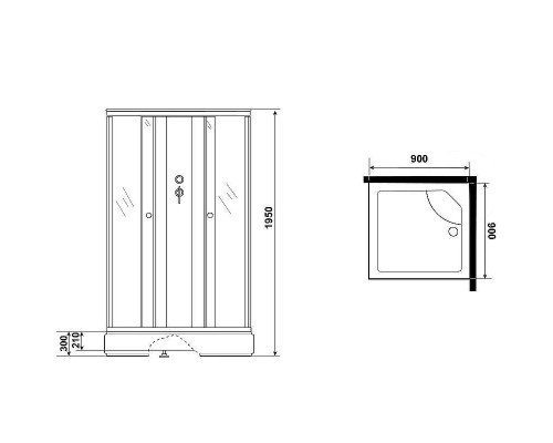 Душевая кабина Niagara Eco 90x90 E90/26Q/TN/BK без гидромассажа