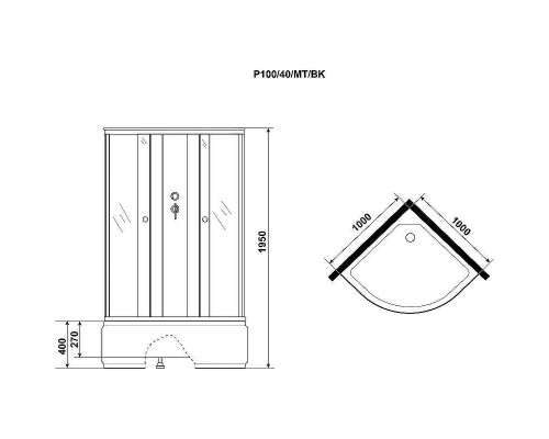 Душевая кабина Niagara Promo 80x80 P80/40/MT/BK без гидромассажа