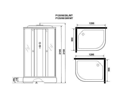 Душевая кабина Niagara Promo 120x80 R P120/80/26R/MT без гидромассажа