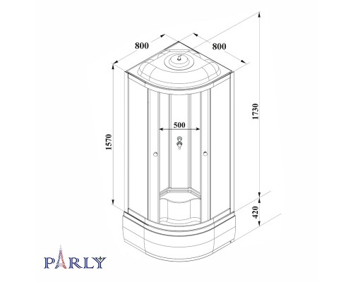 Душевая кабина Parly 80х80 BETT B821 профиль Черный стекло матовое