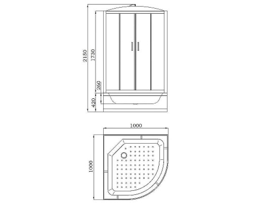 Душевая кабина Parly Effect 100x100 EF1021 9369 без гидромассажа