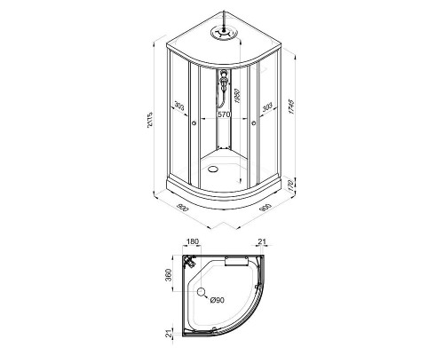 Душевая кабина Triton Грэй 90x90 Щ0000066462 без гидромассажа