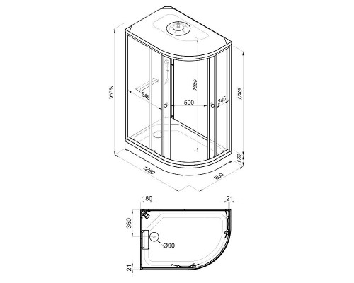Душевая кабина Triton Коралл-Лайт 120x80 L Щ0000068945 без гидромассажа
