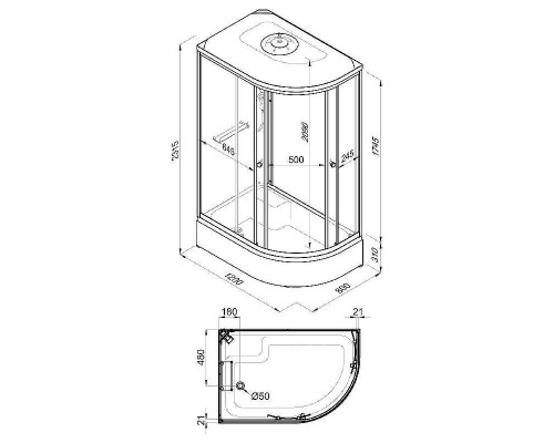 Душевая кабина Triton Коралл 120x80 В L Щ0000061819 без гидромассажа