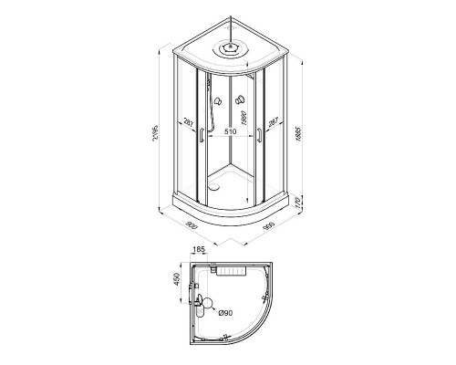 Душевая кабина Triton Прайм-Сатин 90x90 Щ0000071581 без гидромассажа
